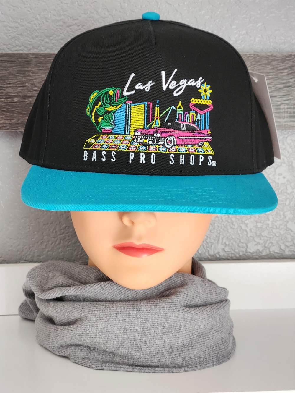 Las Vegas Hat Bass Pro Shop Cap Turquoise And Black - Picture 5 of 5